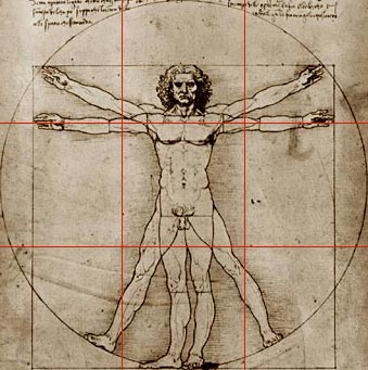 Картина Леонардо да Винчи, изображающая пропорции человека
